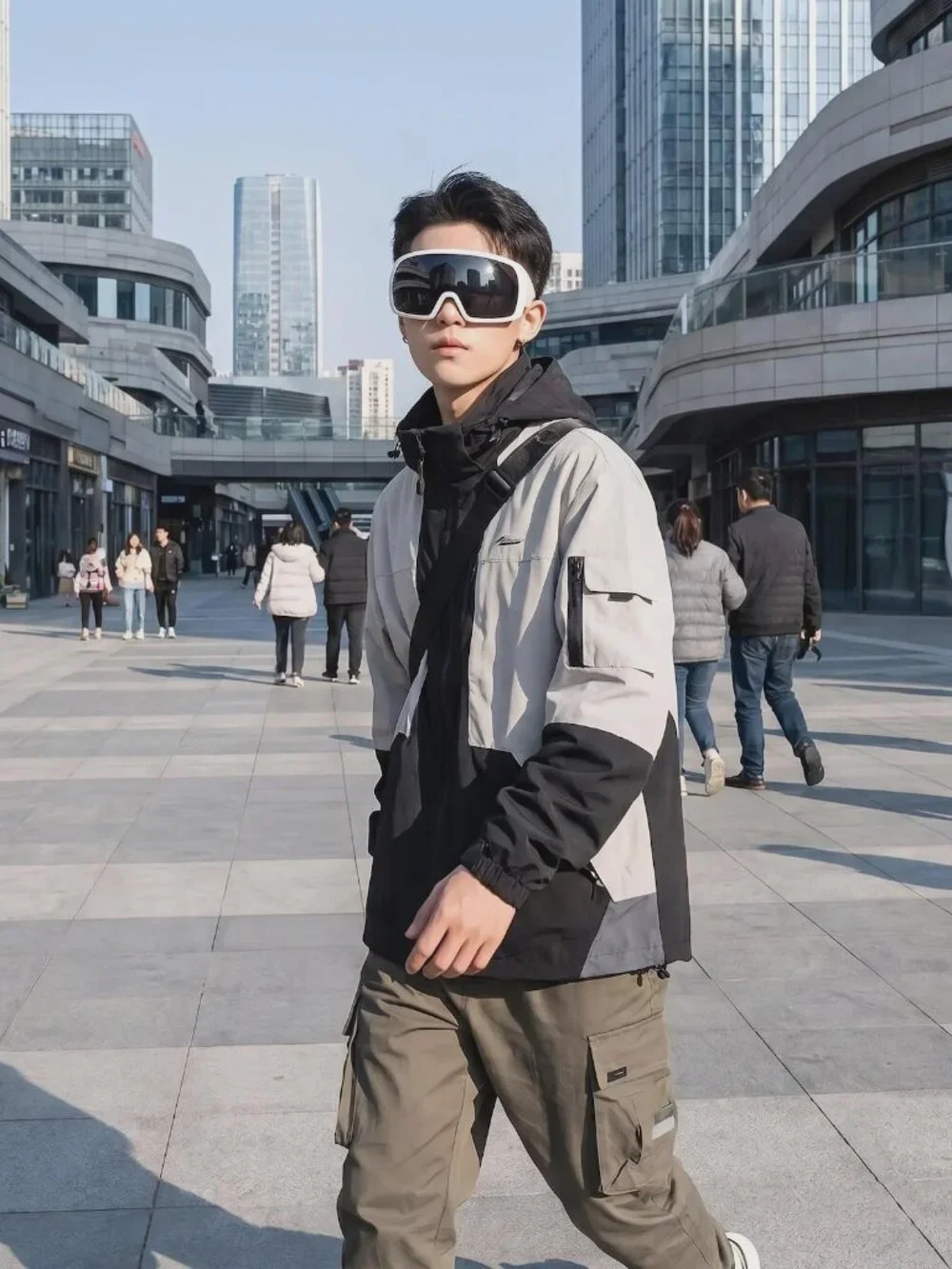 White Futuristic Oversized Shield Sunglasses